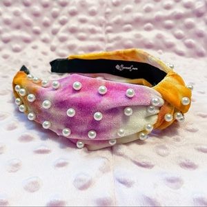 Brianna Cannon Velvet Tie-Dye Headband, Sorbet